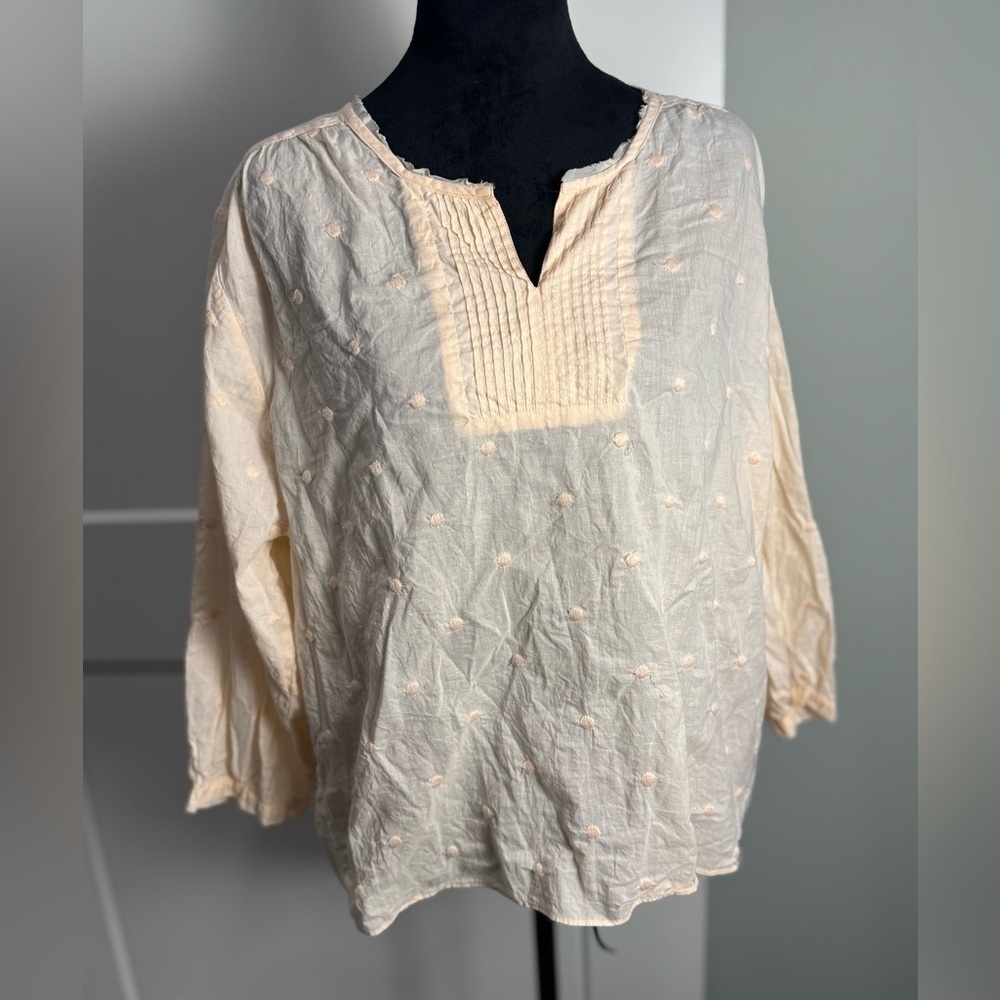 ST ROCHE peach high low top embroidered silk organic cotton sustainable
